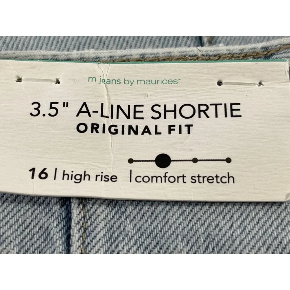 M Jeans by Maurices Womens 3.5" A-Line Shortie High Rise Denim Shorts Size 16 - Picture 4 of 6